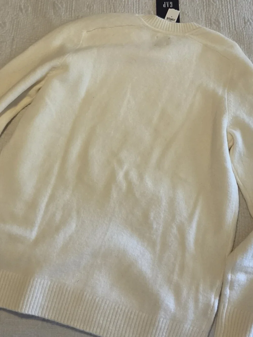 NWT GAP Crewneck Recycled Wool Blend Sweater in Ivory, Men's Size Medium